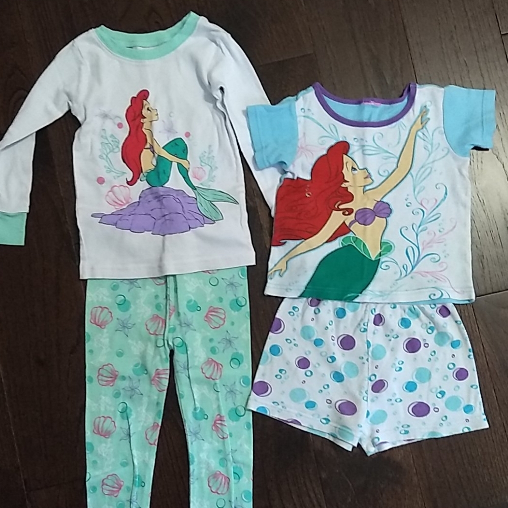 2 Sets of Little Mermaid Pajamas - Size 3T